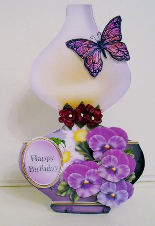 Oil Lamp Card Mini Kit - Pink Pansies by Pam Stubley