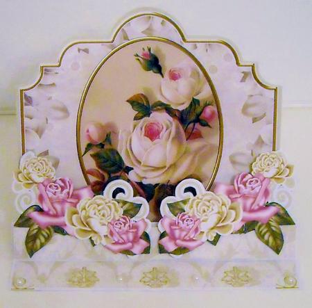 Cream Roses 3D Easel Card Mini Kit by Pam Stubley