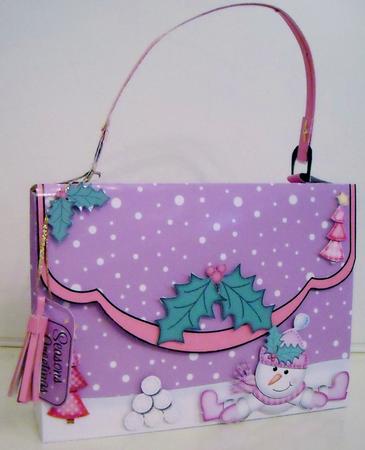 3D Xmas Snowman Handbag Treat or Favour Box Kit by Pam Stubley