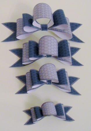 4 Triple Bows Mini Kit - Navy and Grey Triangles by Pam Stubley