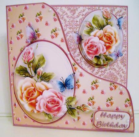 Beautiful Roses Double Pyramid Card Mini Kit by Pam Stubley