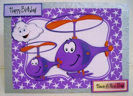 Purple Toony Little Helicopters with Cloud by Pam Stubley