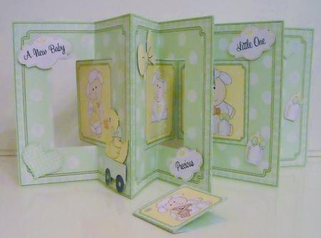 3D New Baby Lambs Accordion Swing Card by Pam Stubley