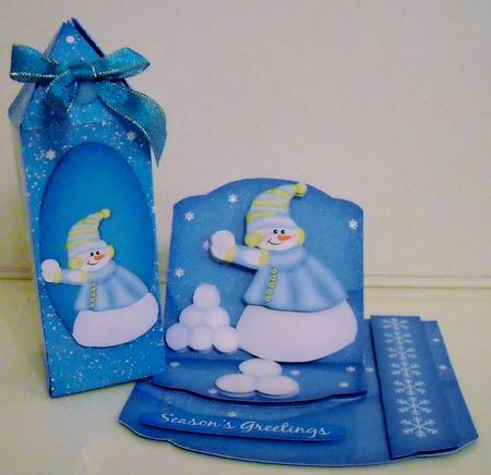 Winter Blues Snowman Easel Topper Card Kit by Pam Stubley