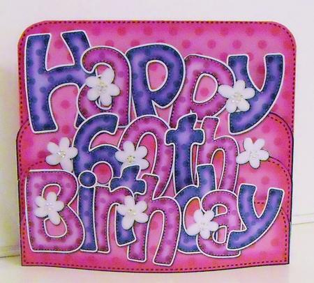 3D 60th Birthday Flowers Pop Out Word Card by Pam Stubley