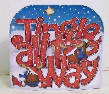 Christmas Jingle All the Way Rudolph Pop Out Xmas Word Card by Pam Stubley