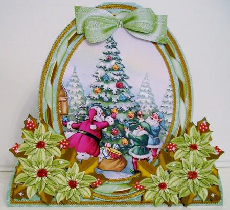 Santas Tree Special Large Oval Card Mini Kit by Pam Stubley