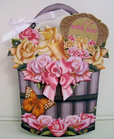 Basket Shape Yellow Roses Card by Pam Stubley