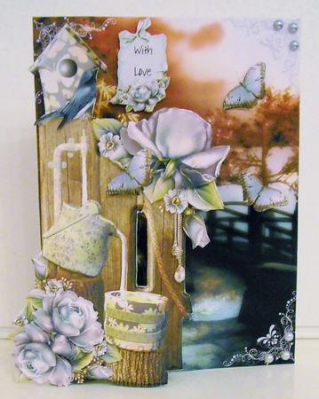 Beautiful Rose Waterfall Shaped Card Kit by Pam Stubley