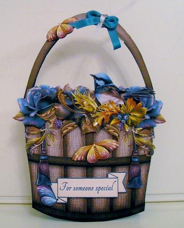 Basket Shape Black Roses Card by Pam Stubley
