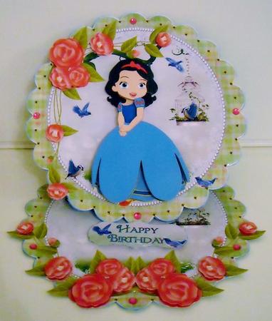Bluebird Princess Scalloped Round Easel Card by Pam Stubley