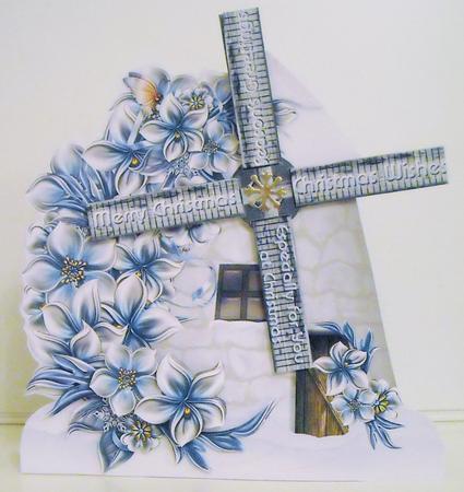 Blue Christmas Windmill Card Mini Kit by Pam Stubley
