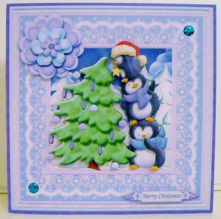 Penguin Fun Decorate the Tree 8x8 Christmas Mini Kit by Pam Stubley