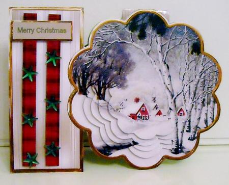 Vintage Christmas Hamlet Petal Card by Pam Stubley