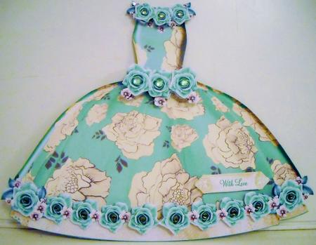 Beautiful Antique Dress Shaped Card by Pam Stubley
