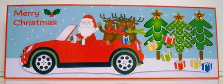 Santa's Red Mini Car Large Dl by Pam Stubley
