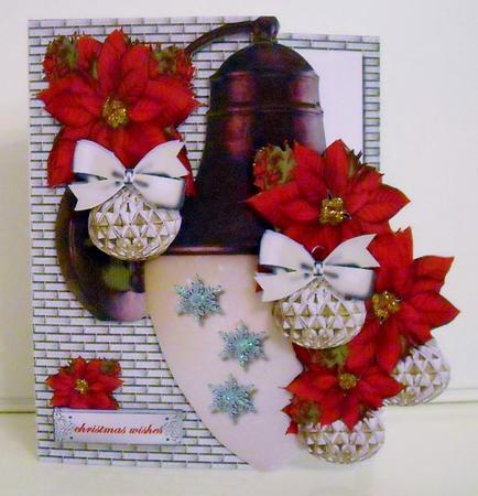 Christmas Lantern, Poinsettias & Baubles by Pam Stubley