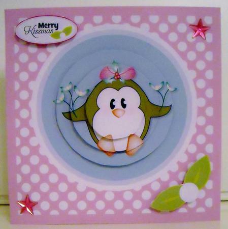 Kissmas Kisses Penguin Christmas Card Topper by Pam Stubley