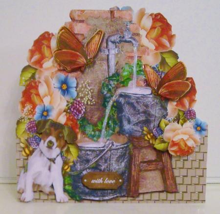 Mini Kit Fountain, English Roses & Puppy by Pam Stubley