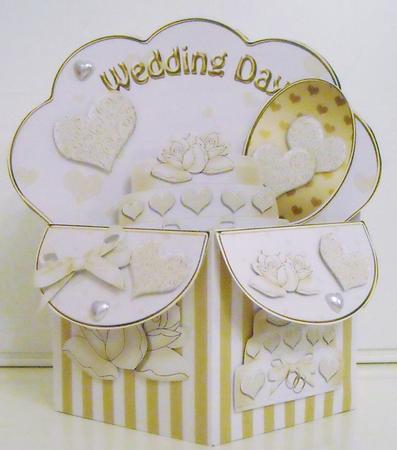 3D Wedding Cake Diagonal Rubber Band Pop Up Box Card by Pam Stubley
