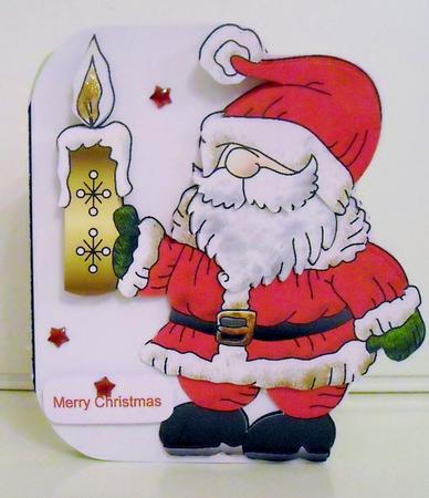 Santa with His Candle Shaped Card with Decoupage by Pam Stubley