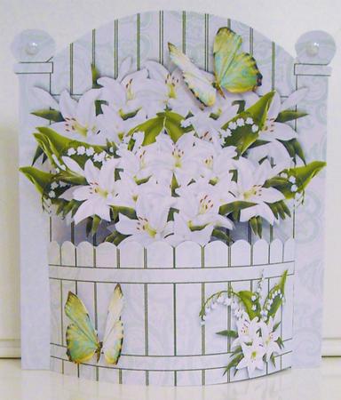 Pretty Planter Card - White Lilies by Pam Stubley