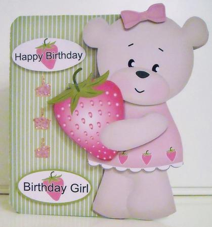 Strawberry Bella (teddy) Shaped Card Kit by Pam Stubley