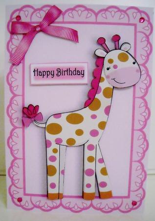 Cute Pink Giraffe with Bow by Pam Stubley