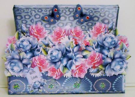 Gorgeous Retro Style Suitcase and Roses Shaped Card by Pam Stubley