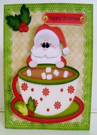 Santa in a Red & Green Cup by Pam Stubley