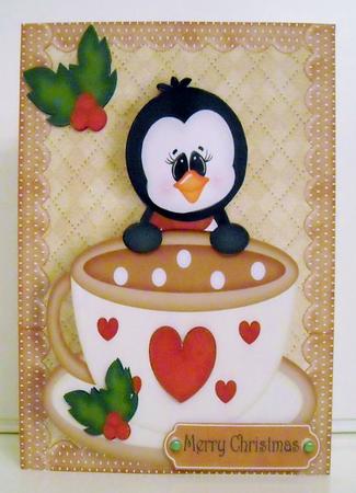 Cute Penguin in Brown Cup by Pam Stubley