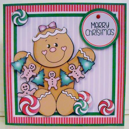 Ginger with Garland Christmas Card Topper by Pam Stubley