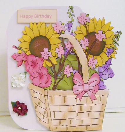 Basket of Flowers Shaped Card by Pam Stubley