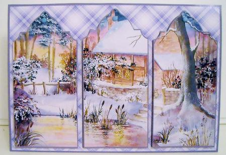 Winter Woodland Cottage Triptych by Pam Stubley