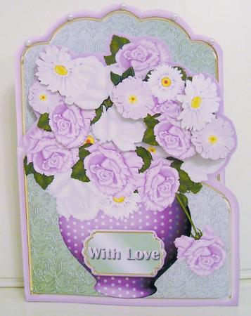 Pot of Pink Flowers Shaped Card Mini Kit by Pam Stubley