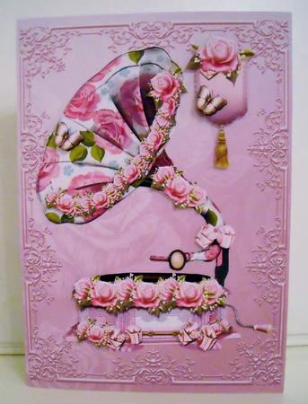 Soft Rose Vintage Gramophone by Pam Stubley