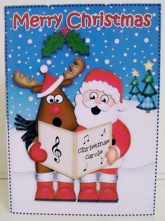 Xmas Santa & Rudolph 5x7 3D Decoupage by Pam Stubley