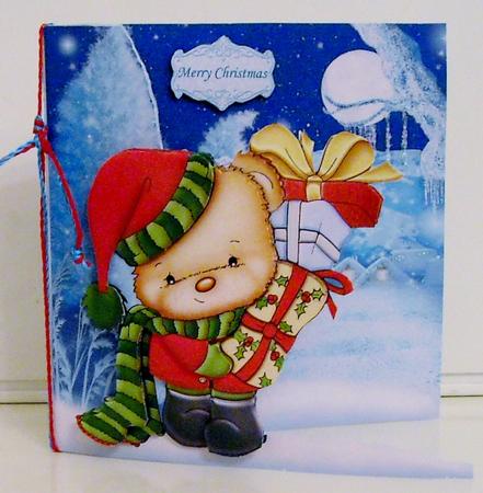 Christmas Gift Ted Christmas Shaped Card Kit & Decoupage by Pam Stubley