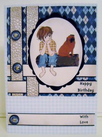 Boy with Dog Woven Corner Card Mini Kit by Pam Stubley