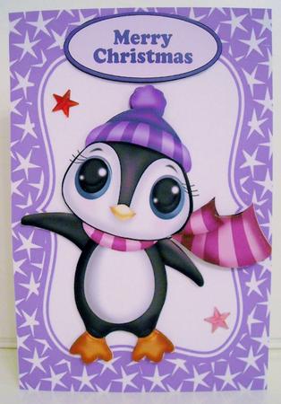 Cute Little Penguin in Hat and Scarf by Pam Stubley