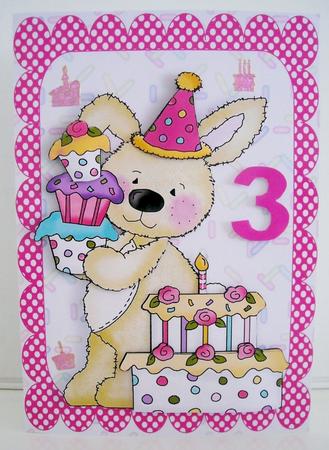 Cute Birthday Bunny with Cake 1-3 by Pam Stubley