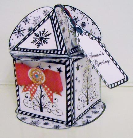 Square Based Gift Box - Black & White Trees by Pam Stubley