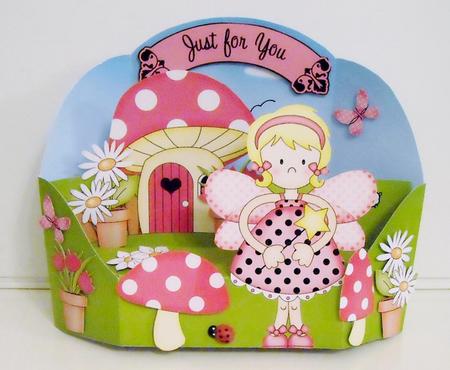 3D Girlz Fairy Fiz Rubber Band Pop Up Scene Card by Pam Stubley