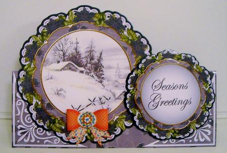 Winter Cabin Christmas Double Doily Card Mini Kit by Pam Stubley