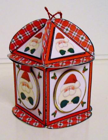 Square Based Gift Box - Red Tartan Santa by Pam Stubley