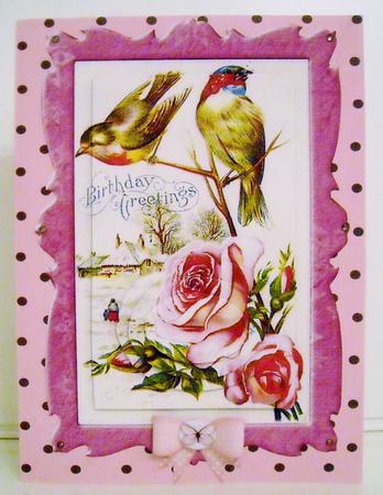 Birds & Pink Roses, Card, Topper, & Oval Pyramids by Pam Stubley