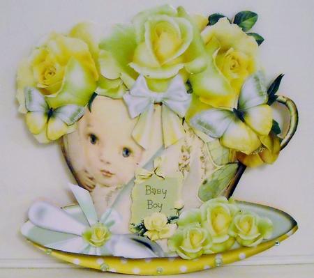 Beautiful Baby Boy Cup Shaped Card Kit by Pam Stubley