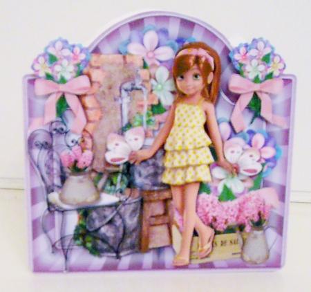 Little Sally in the Garden Mini Kit Shaped Card by Pam Stubley