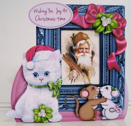 Shaped Card Mini-kit - Christmas Kitten by Pam Stubley