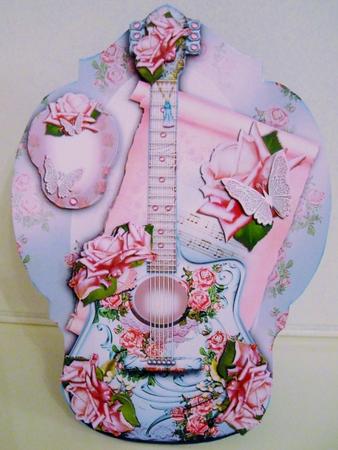 English Roses Decorative Guitar by Pam Stubley